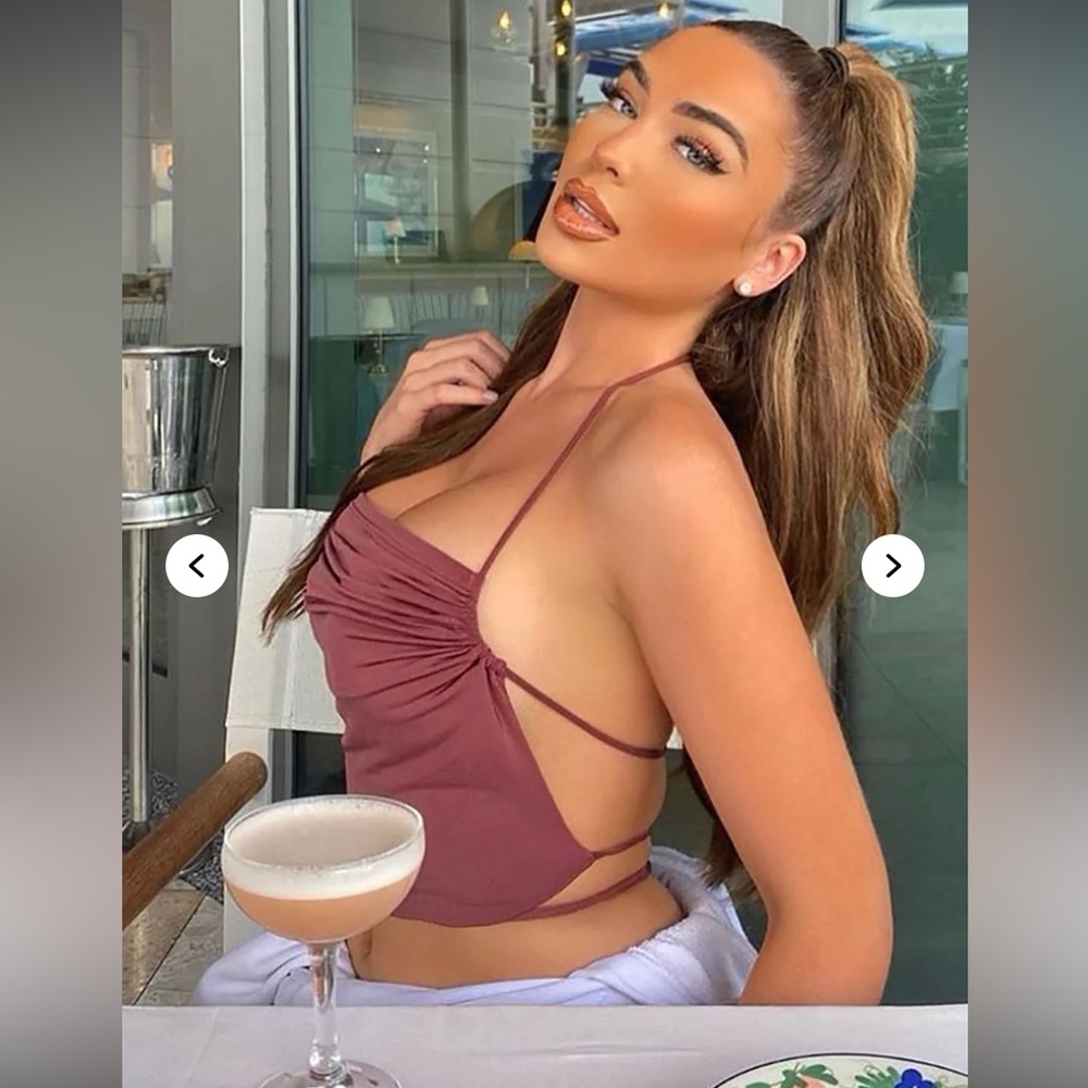 Fashion nova Draped Halter backless strappy Top in mauve medium no tag